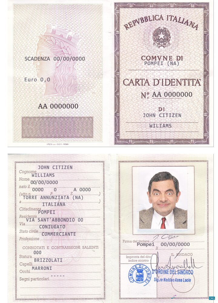 Download Italy Identity Card (La Carta D’Identita’ Italiana) Photoshop template